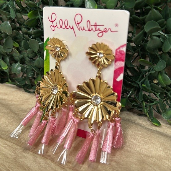 LILLY PULITZER MANDEVILLA EARRINGS PINK/GOLD - Picture 3 of 4